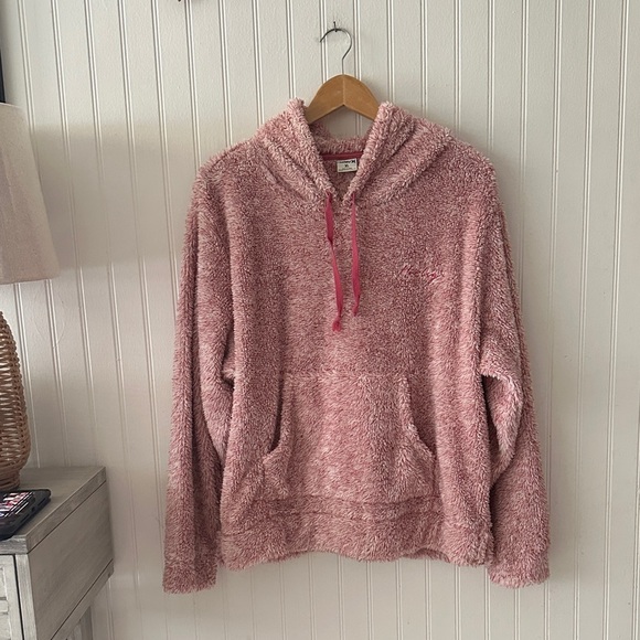 Hurley Cozy Pink Fleece Hoodie Kangaroo Pocket Sweater sz XL - Picture 3 of 13
